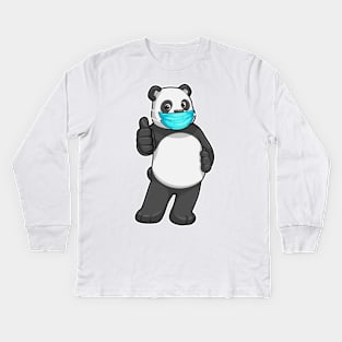 Panda with Face mask Kids Long Sleeve T-Shirt